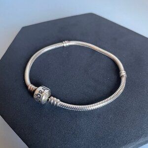 Pandora Sterling Silver Snake Chain Charm Bracelet with Barrel Clasp – 925 ALE